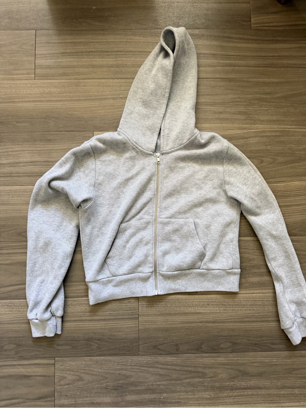 Brandy Melville Cropped Light Gray Zip Up Hoodie